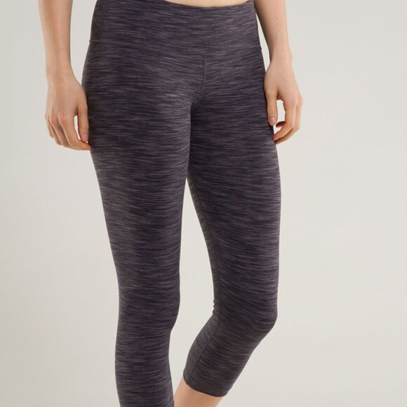 Lululemon Wunder Under Crop Black Space Dye / Black - NWT - Size 10 - Picture 2 of 7